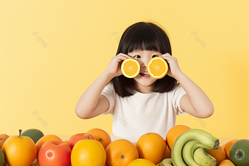 中国黑发小女孩拿着橙子小姑娘健康饮食,高清,摄影图,摄影图片,图片大全,摄影图免费下载